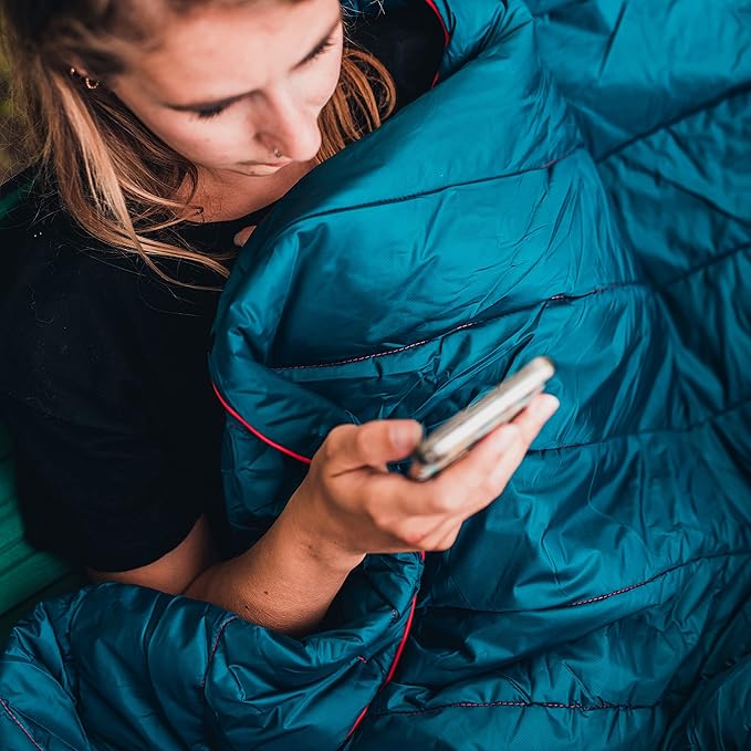 4Monster Double Puffy Camping Blanket - Extra Puffy Outdoor Blanket, Portable, Lightweight and Warm,Insulated Camping Quilt for Outdoors, Travel, Stadium, Festivals, Beach, Hammock