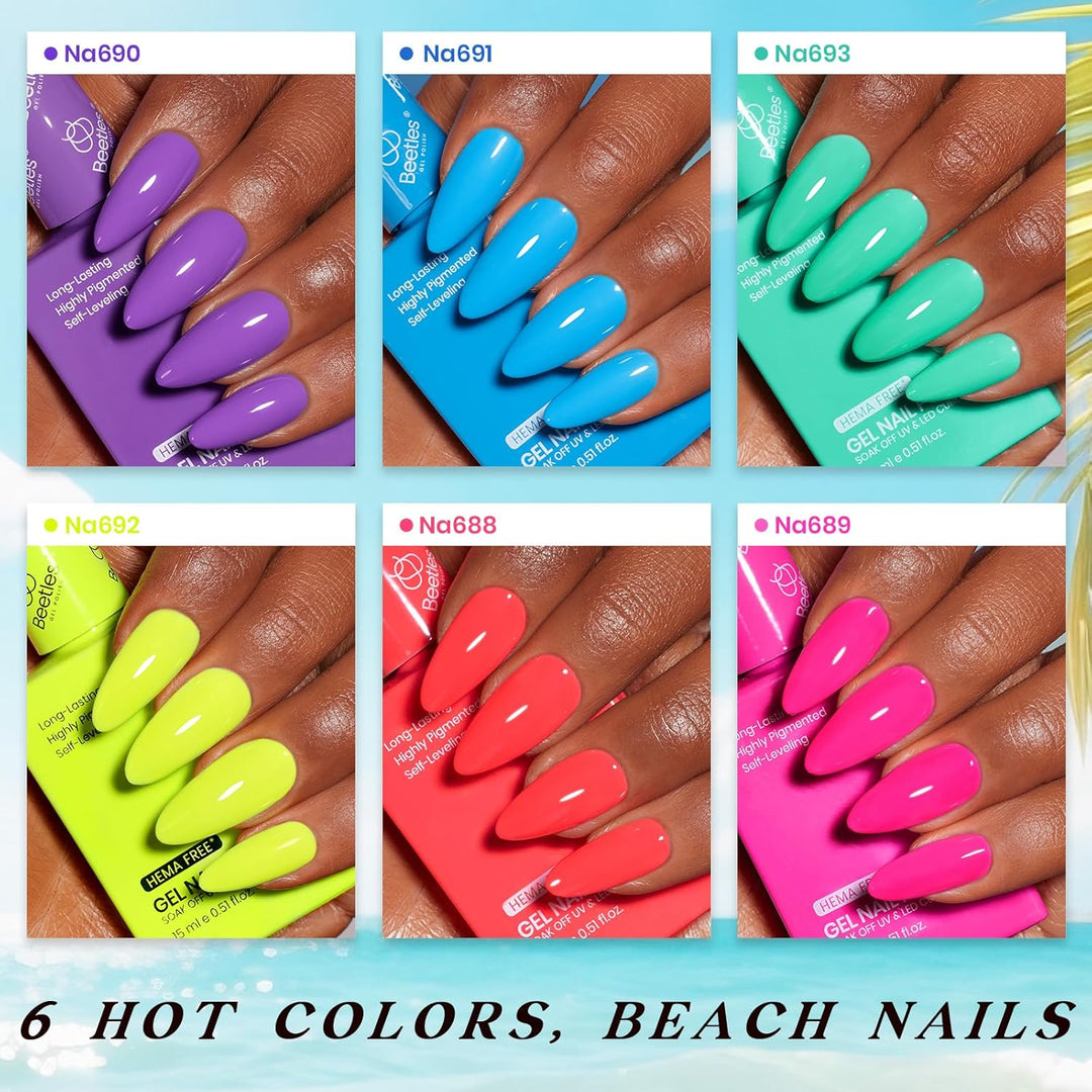 Beetles 23-Pc Glitter Gel Nail Polish Set | Brown, Pink, Blue, Green | UV Soak Off