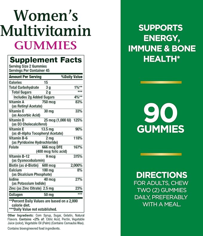 Nature's Bounty Women Multivitamin, Vitamin Supplements for Adults, Fruit Flavored, 90 Gummies