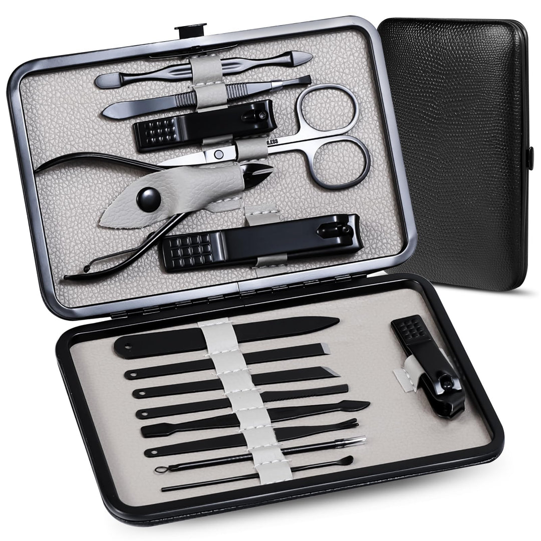 Nail Clippers Sets High Precisio Stainless Steel Nail Cutter Pedicure Kit 15 Pcs Nail File Sharp Nail Scissors And Clipper Manic