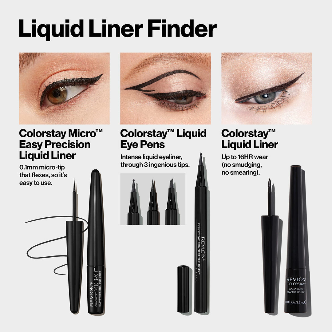 REVLON ColorStay Micro Easy Precision Liquid Eyeliner, Waterproof, Smudgeproof, Longwearing with Felt Tip Applicator, 301 Blackout, 0.057 fl oz