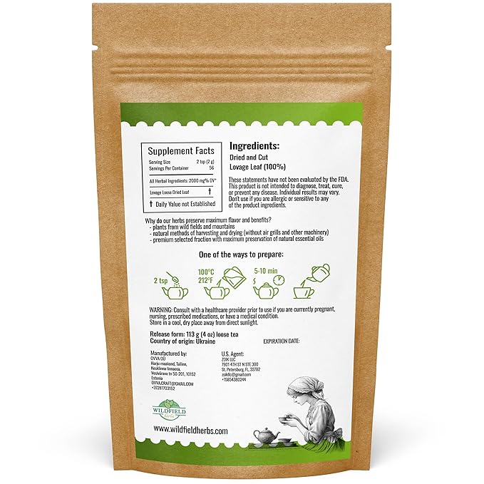 4 oz. Dried Lovage Herb Lovage Leaves Herbal Tea (Levisticum Officinale) - 113g Herb Tea Levísticum