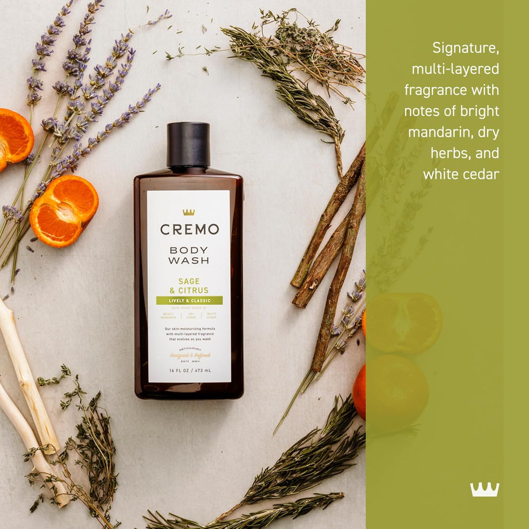 Revitalizing Cremo Body Wash for Men | Bright Mandarin & White Cedar | 16 Fl Oz