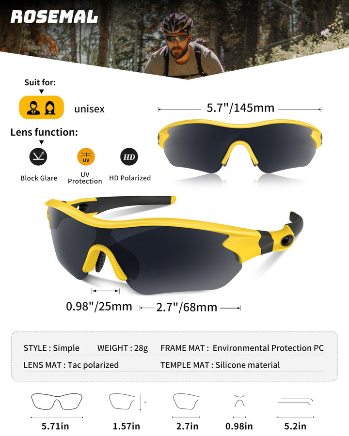 Polarized Sports Sunglasses for Men Women Youth Baseball Running Fishing Tennis Golf Cycling Driving Motor TAC UV400 TR90