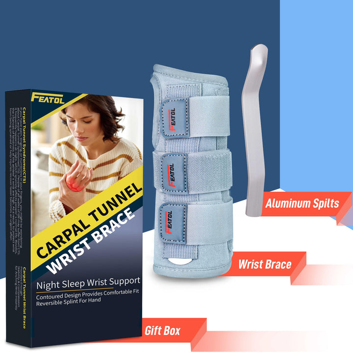 FEATOL Wrist Brace for Sprained Wrist Kids, Wrist Support Brace Sleeping with Metal Splints Right Hand, X/Small for Kid, Women and Men, Adjustable Arm Hand Support for Sprained Tendonitis, Arthritis, Injuries, Wrist Pain