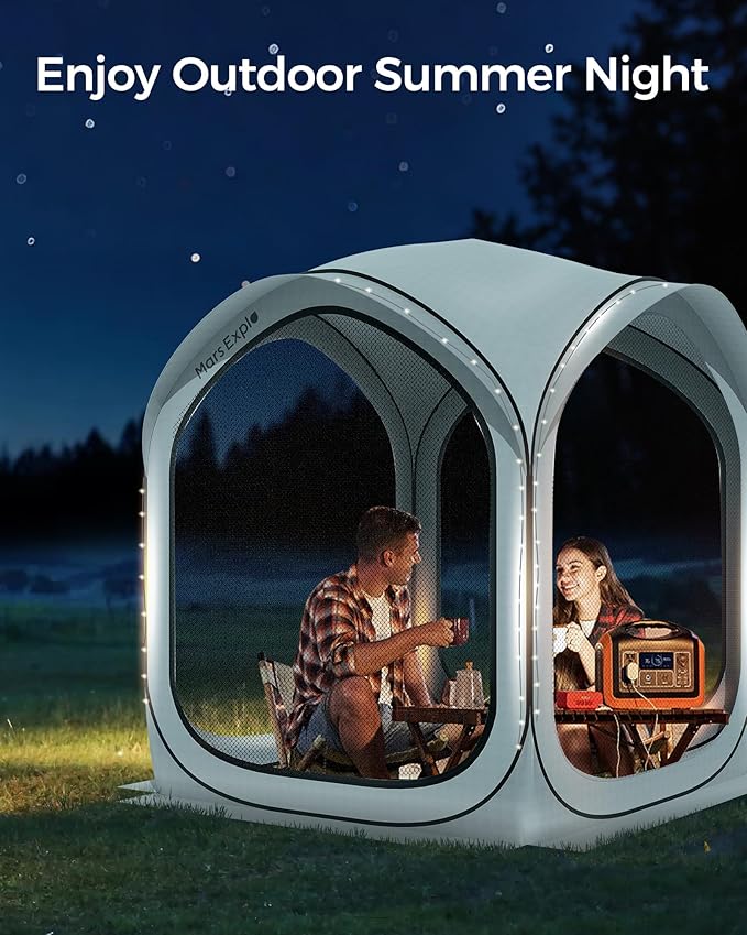 6x6 FT Pop-Up Screen House Tent, Portable Instant Screen Room Canopy with Mesh Doors and Carry Bag for Patio, Backyard, Deck, Camping, and Outdoor Activities,Light Blue