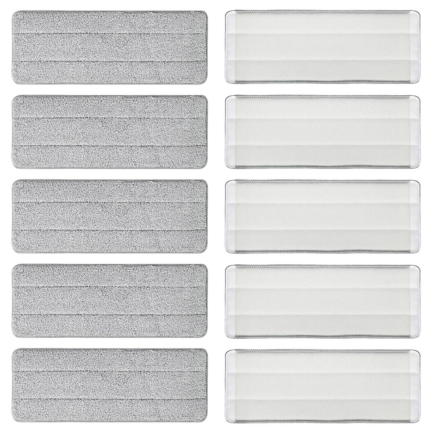 10 Pcs Microfibre Mop Pads, Microfiber Mop Pads Replacement Fit for All Spray Mops, Reusable Wet & Dry Refill Mop Cleaning Pads, Washable Flat Mop Pads for Most Floor Wall Office Home (Gray)