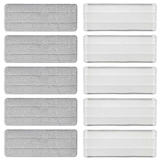 10 Pcs Microfibre Mop Pads, Microfiber Mop Pads Replacement Fit for All Spray Mops, Reusable Wet & Dry Refill Mop Cleaning Pads, Washable Flat Mop Pads for Most Floor Wall Office Home (Gray)