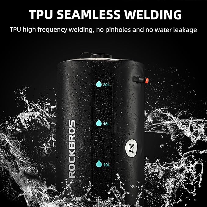 ROCKBROS Portable Shower for Camping Shower Bag 5 Gallons/20L Large Capacity Shower Bag for Camping Gear Solar Shower Bag for Camping Outdoor