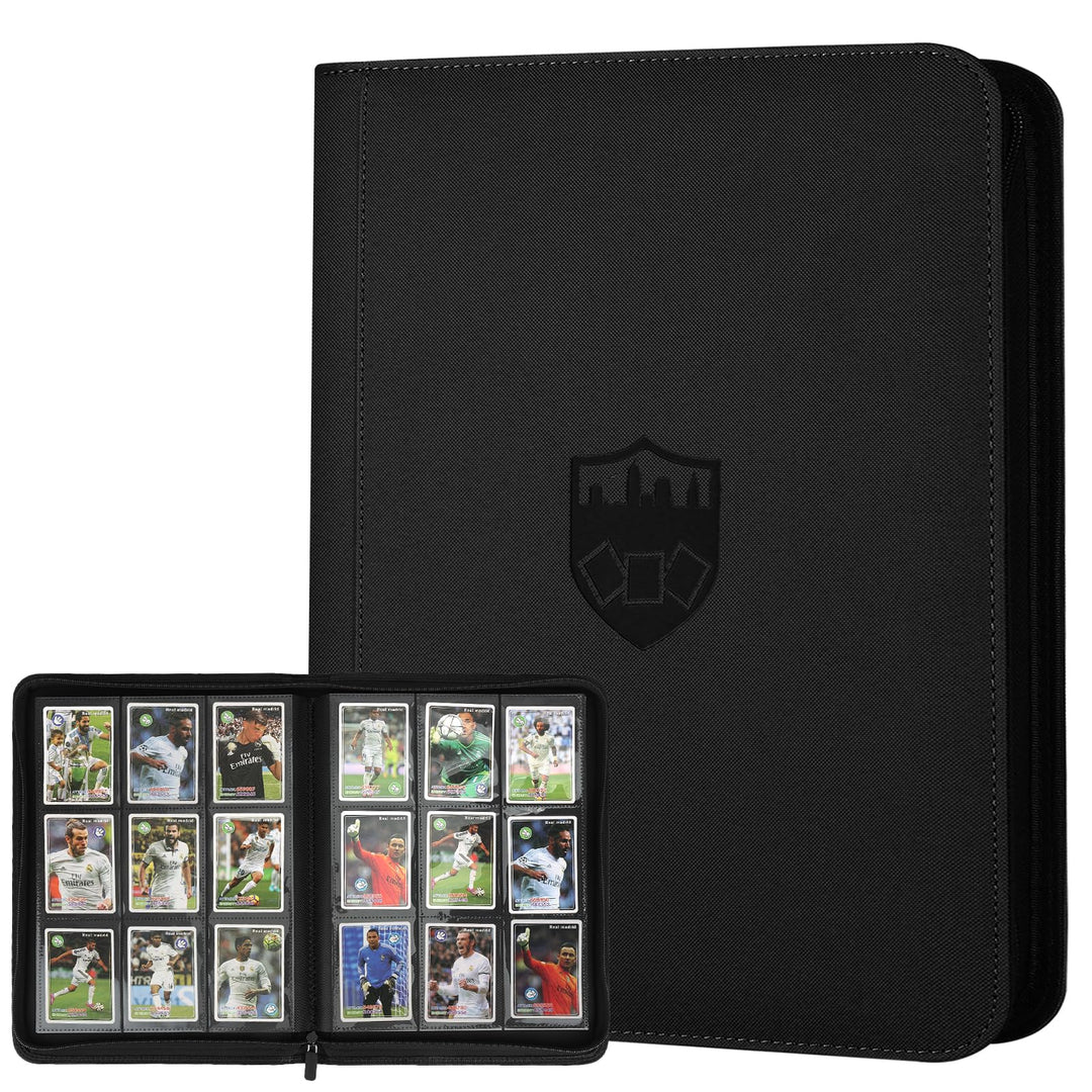 Trading Card Binder 9 Pocket, GERMUN PU Cover Card Binder for 360 Cards, Premium Trading Card Holder Folders, Double Sided Pocket Card Album for MTG, TCG (Black)
