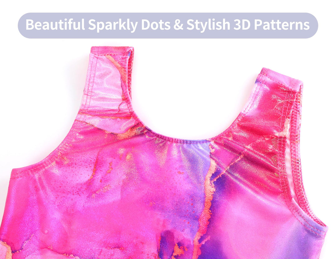 Domusgo Girls Leotard for Gymnastics Size 5-6 Years Old Pink Gold Tank Unitards One Piece Tumble Outfits