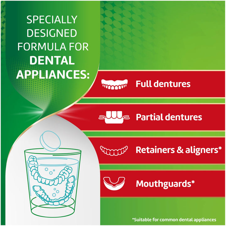 Polident Smokers Antibacterial Dental Appliance Cleanser Tablets, 90 Count