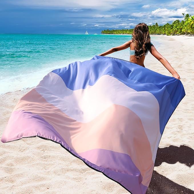 Beach Blanket Waterproof Sandproof Beach Mat 79" X 83" /10'x9'for 2-8 Adults Quick Drying Outdoor Picnic Mat Beach Accessories for Travel, Camping, Hiking