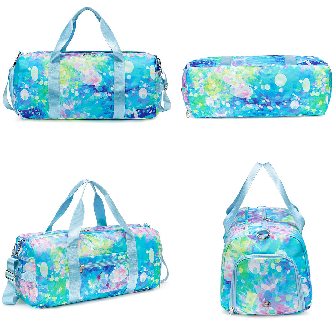 Duffle Bag for Girls Dance Bag Sport Gym Bag Weekender Carry On Workout Duffel Overnight Shoulder Bag with Shoe Compartment (Blue)