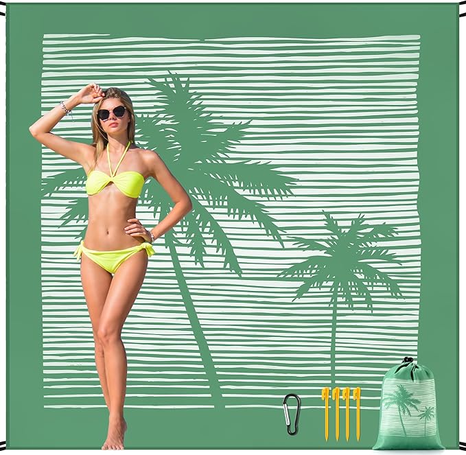 Beach Blanket Waterproof Sandproof Beach Mat 79”x 83” for 1-4 Adults Quick Drying Durable Outdoor Picnic Mat for Beach Festival Travel Camping Hiking (COCOTREE, 79"×83"(4 Person))