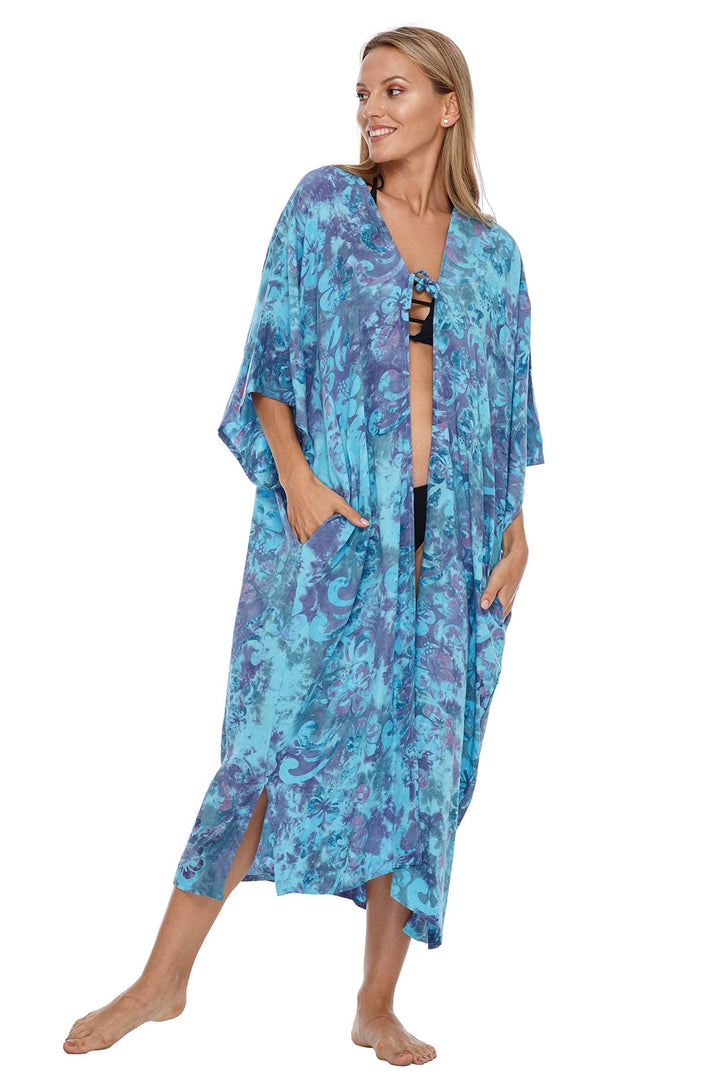 SHU-SHI Womens Kimono Cardigan Robe Beach Cover Up Open Front Loose One Size