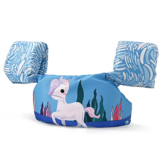Silfrae Swim Vest Swim Floatation Vest Learn-to-Swim Device for Kids 30-50 lbs (Sky Blue Horse)