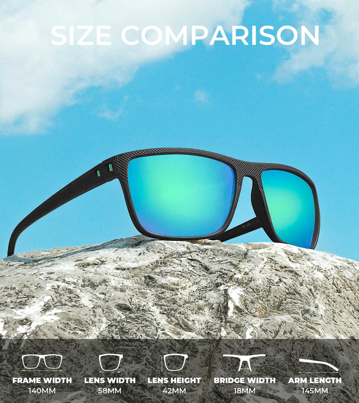 KALIYADI Polarized Sunglasses Men, Lightweight Mens Sunglasses Polarized UV Protection Driving Fishing Golf (Ice Blue/Green/Red