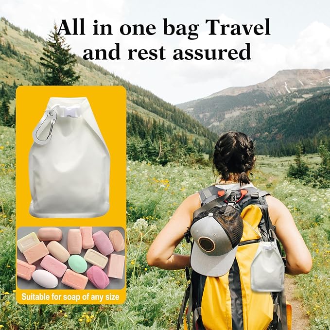 4 Pcs Travel Soap Bag, Waterproof Leakproof Quick Dry Bar Soap Travel Container, Soap Saver Pouch for Camping, Hiking, Hotel Essentials, Portable Soap Holder Travel Case, Soap Travel Bag