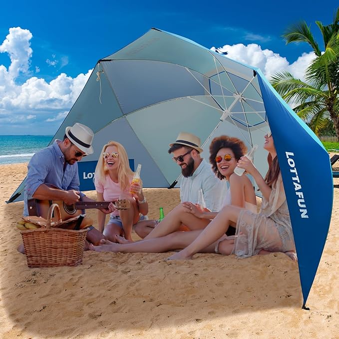 Beach Shelter Umbrella Premiere UPF 50+ Umbrella Shelter for Sun and Rain Protection for Adult (10-Foot, Blue Green)