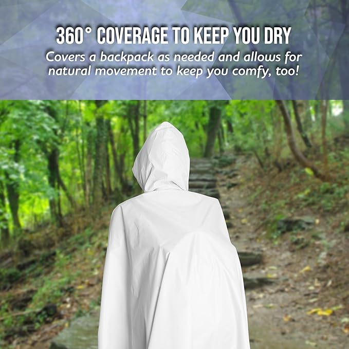 Heavy Duty Rain Poncho for Backpacking, Waterproof Lightweight for Adults, Military, Emergency, Camping, Men, Women