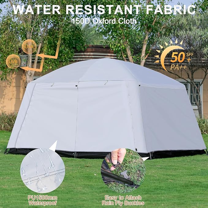 4-6 Person Camping Tent, Large Family Cabin Tents with Porch & Rainfly, Double Layer Waterproof Glamping Tent with 2 Rooms 2 Doors, Portable Big Tents for Outdoor Camping Hiking Party