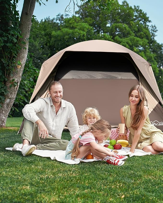 4 Person Blackout Camping Tent, Easy Setup Waterproof Family Dome Tent for Camping with Rainfly, Portable Double Layer Large Family Tent for Outdoor Camping&Hiking
