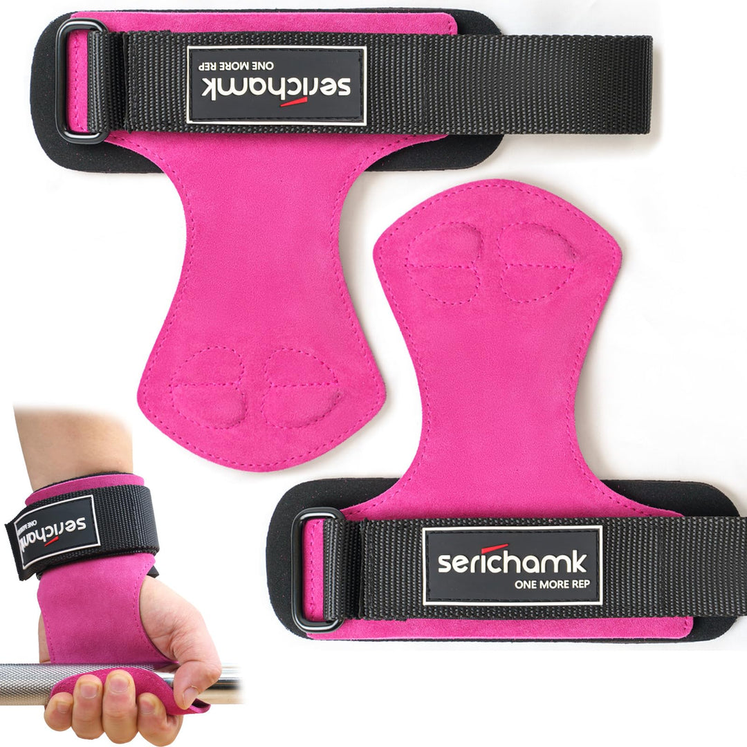 Wrist Straps for Weightlifting with Wrist Wraps,Leather Weight Lifting Wrist Wraps Grip Assistance Deadlift Straps Workout Gym Straps for Men and Women Rose