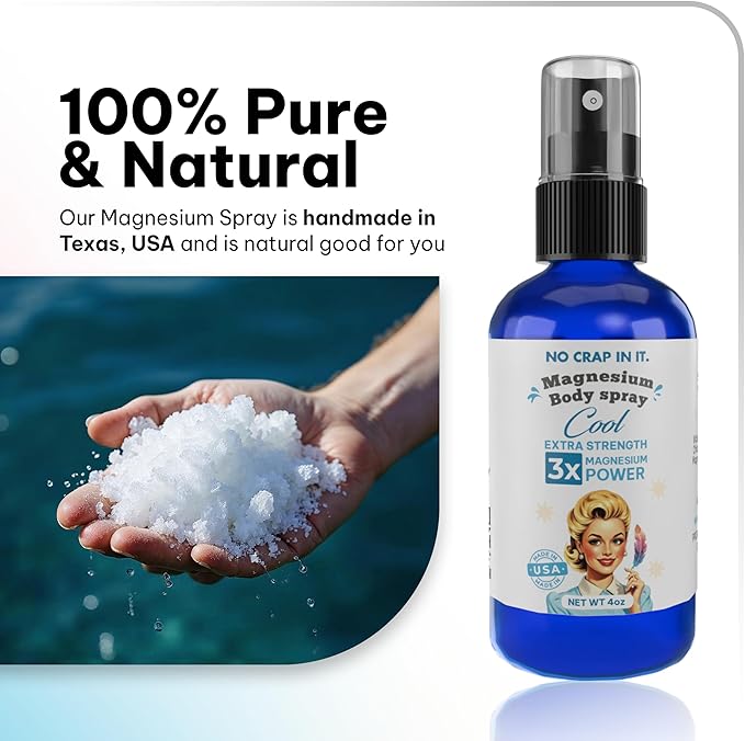 Magnesium Spray, Triple Action!- Spray Your Way to Wellness | Immediate Relief with Our Unique Magnesium Glycinate, Magnesium Citrate, Magnesium Chloride Blend Spray (Cool)
