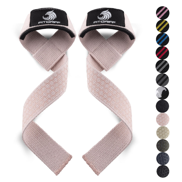 Fitgriff® Lifting Wrist Straps for Weightlifting, Gym, Deadlift, Workout (Made of Premium Cotton & Padded) - Men & Women (XS, Blush Pink (Silicone-Grip))