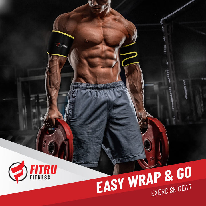 Fitru Premium Arm Trimmers for Men & Women | Sauna Arm Wraps for Flabby Arms Increasing Heat & Sweat During Exercise Yellow