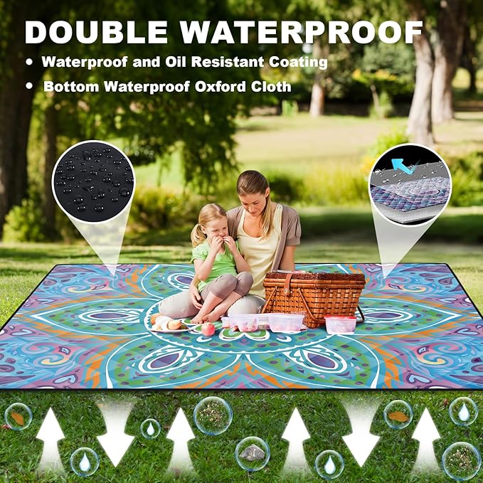 Picnic Blankets 80x80 Outdoor Anti Sand Manta De Playa Ultralight Wide Excersing Matts for Home Camp Quilts for Trailers Camping Essentials Fun Anniversary Retirement Her Friend Sister Gifts