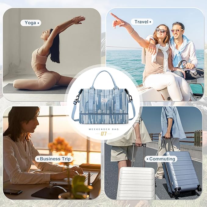 Travel Duffel Bag,Sports Tote Gym Bag,Shoulder Weekender Overnight Bag for Women