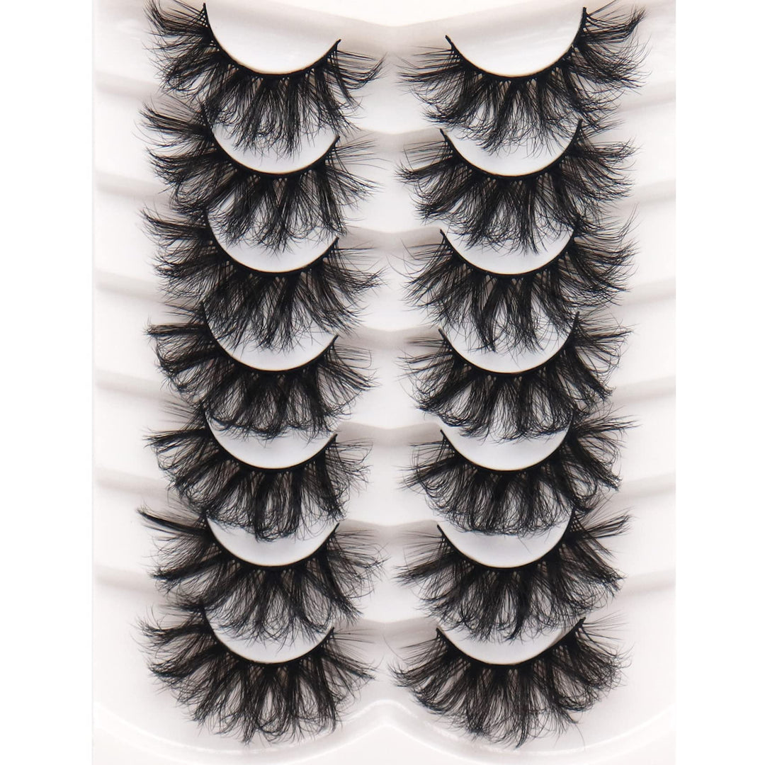 Fyonas False Lashes Dramatic 20Mm Super Fluffy Cosplay Faux Mink Eyelashes Criss-Cross Volume Reusable 7 Pairs Eye Lashes Set Pa
