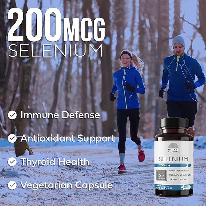 Better Place Supplements Selenium, 200mcg - 100 Vegetarian Capsules | Supports Immune System & Healthy Cellular Function (1)