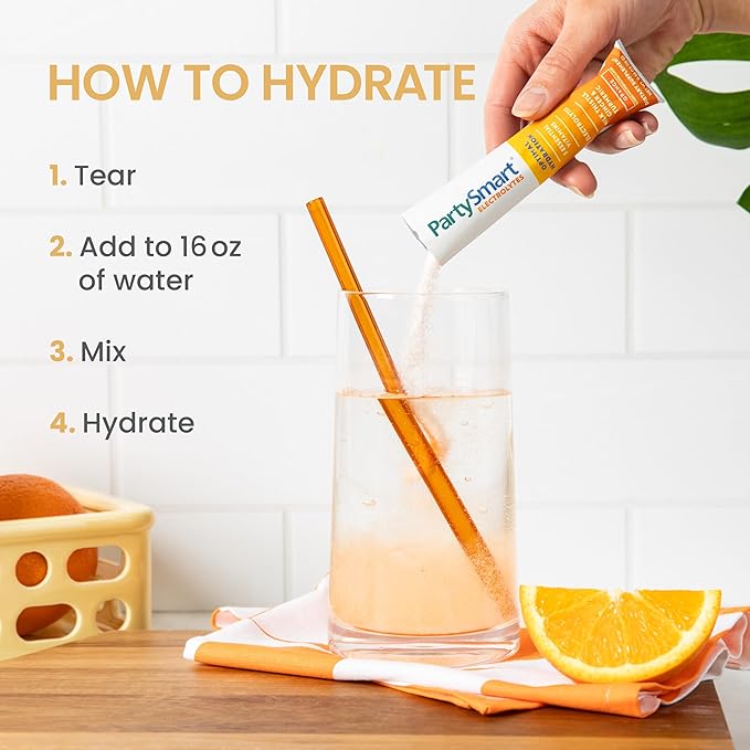 Himalaya PartySmart Orange Electrolytes Powder Packets, 12 Count, Supports Hydration, Rehydrate with Sodium & Potassium, Vitamin C & More, Antioxidant Recovery Blend Milk Thistle, Ginger & Turmeric