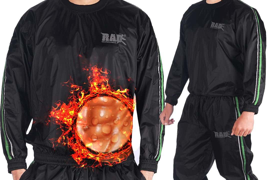 RAD Sauna Suit for men & women weight loss - Workout Sweat Suits - Fat Burning Suit - Boost Fat Burn (Green, Medium)