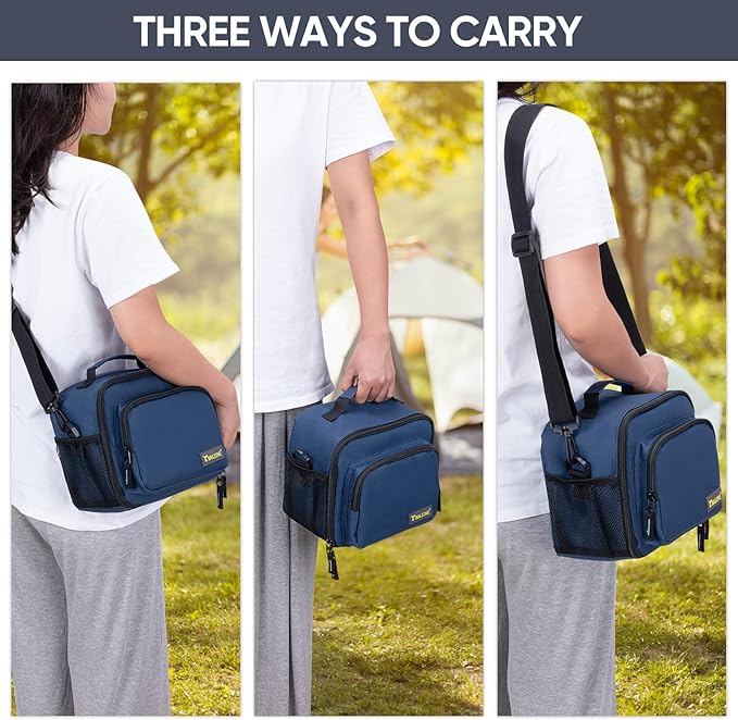 BALEINE Insulated Lunch Bag for Men Women, Leakproof Cooler Bag with Adjustable Shoulder Strap for Work Picnic, Lunch Box for Women Men (Small, Blue)