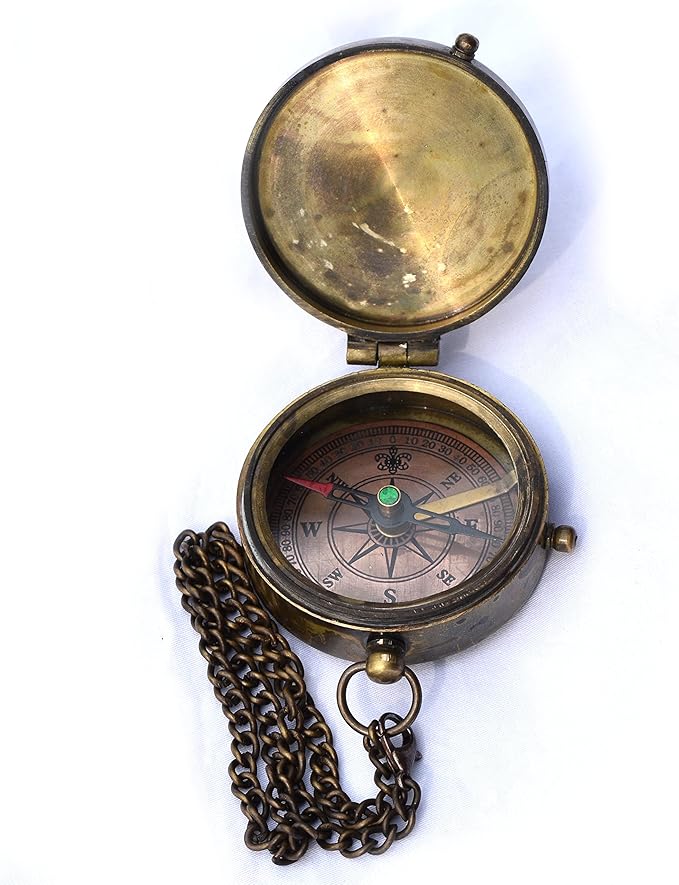 Be Strong and Courageous (Joshua 1:9) Brass Compass with wooden Box-Engraved Scripture Prayer Compass Religious Gift for Men & Women - Baptism, Confirmation, Communion Compass for Boys Graduation Gift