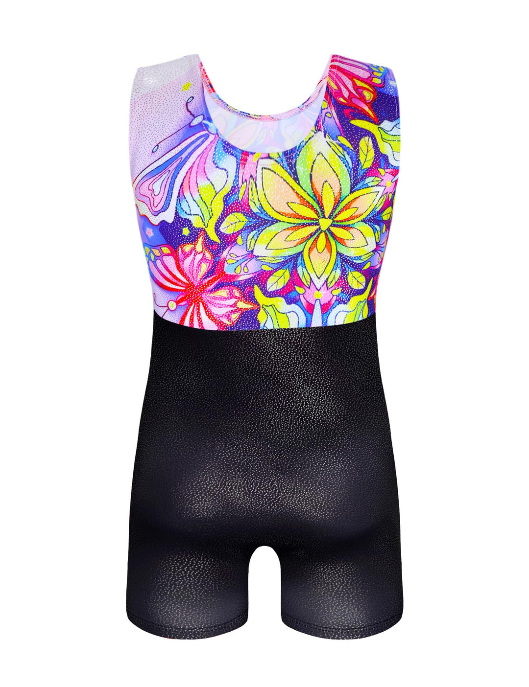 Domusgo Leotard for Girls Gymnastics Size 5-6 Years Old Black Purple Butterfly Tumbling Biketard