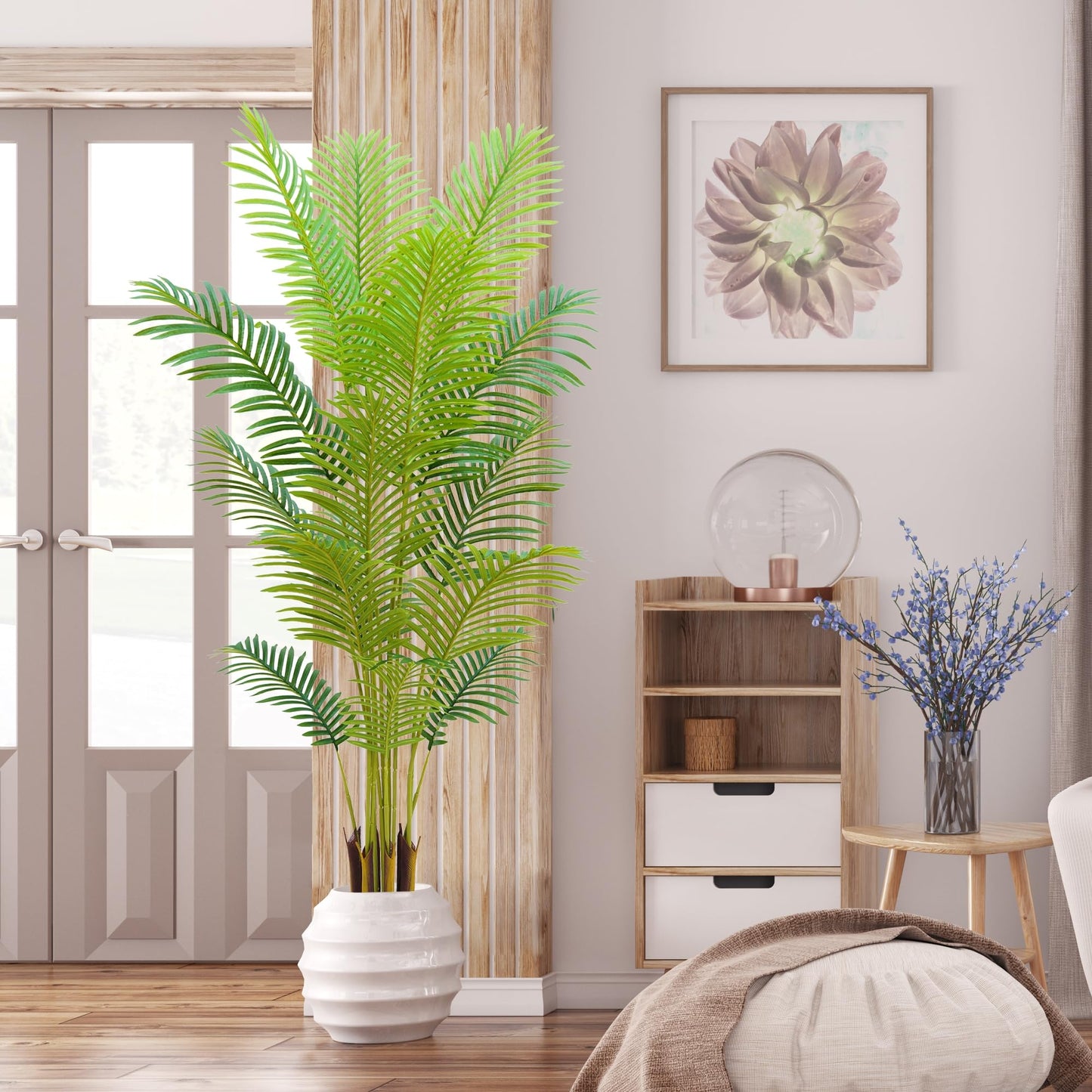 Artificial Palm Tree Indoor 6ft with Realistic Leaves and Adjustable Branches and 15 Trunks, Faux Plants Indoor Tall - Ideal for Home Decor in Living Rooms, Offices, and Bedrooms (6FT Palm Tree)