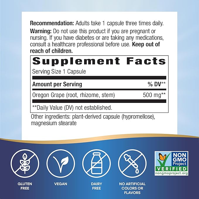 Nature's Way Oregon Grape, Traditional Digestion Remedy* Supplement, 90 Vegan Capsules