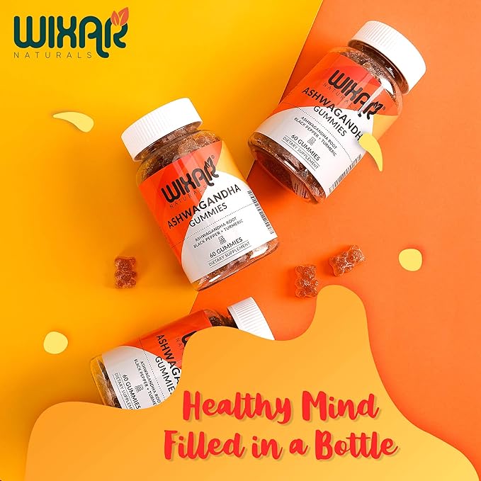 Ashwagandha Gummies with Turmeric and Black Pepper Extract - Herbal Gummy Supplement - 60 Gummies