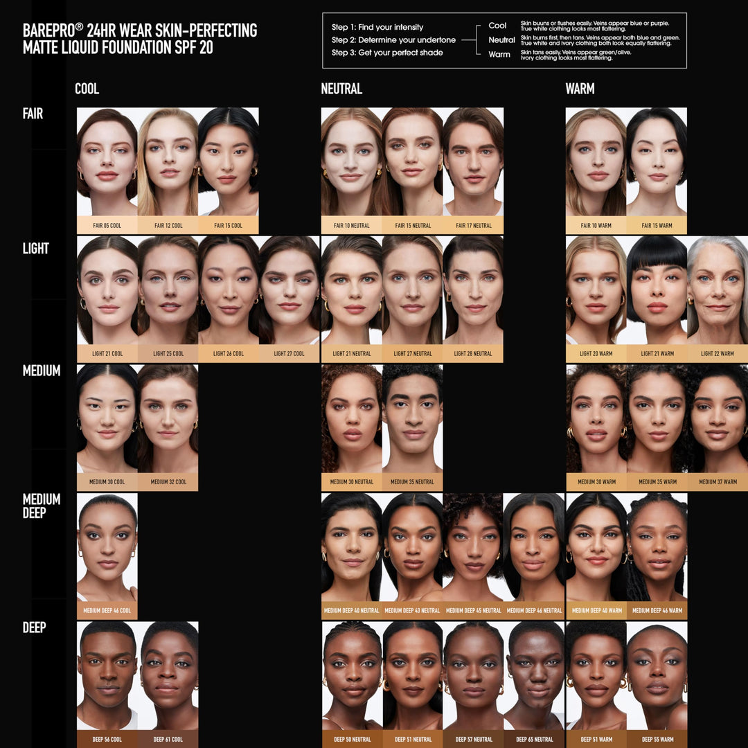 bareminerals Barepro 24HR Wear Matte Liquid Foundation Mineral SPF 20, Full Coverage Foundation Makeup for Mature Skin, Oil-Free, Vegan