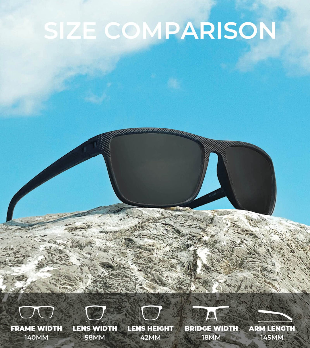 KALIYADI Polarized Sunglasses Men, Lightweight Mens Sunglasses Polarized UV Protection Driving Fishing Golf (Black/Black/Brown)