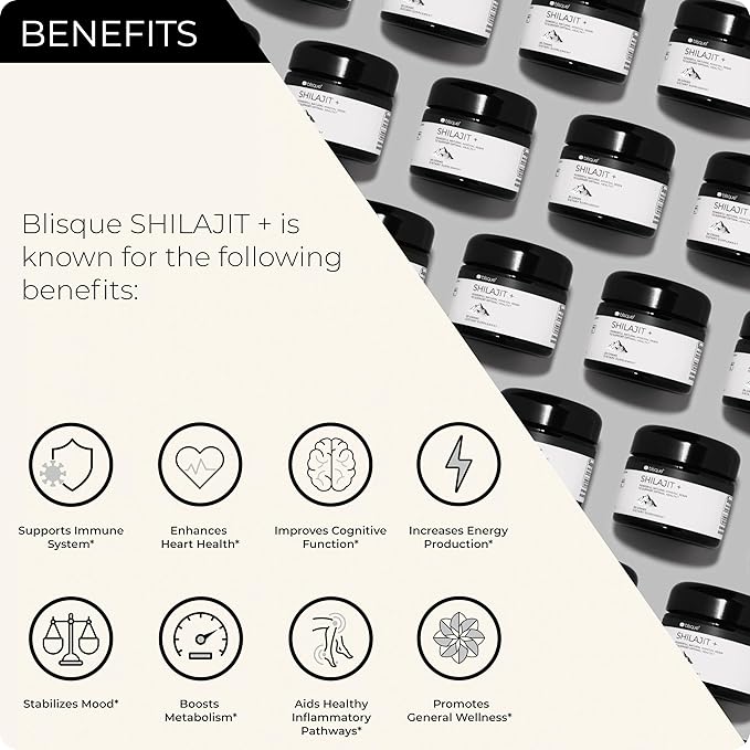 Blisque – Pure Himalayan Organic Shilajit Resin Supplement | Authentic and Natural | Golden Grade A | Contains Fulvic Acid and Trace Minerals | 30 Grams