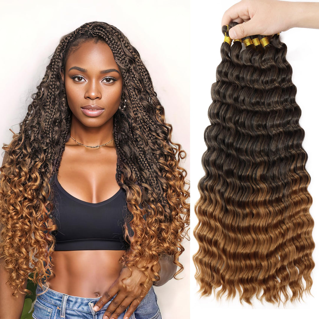 Eerya Ocean Wave Crochet Hair 18 Inch 6 Packs Deep Wave Crochet Hair for Black Women Synthetic Wavy Curly Braiding Hair for Boho Braids (18 inch,T1B/30)