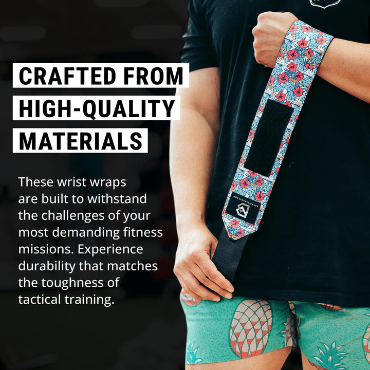 Bay Wrist Wraps Weightlifting Workout Wrist Brace - Adjustable, One Size Fits All - Comfort Wrist Wraps for Weightlifting with Thumb Loop, Lifting Wrist Straps in Skull and Roses - 18-inch Wrist Wrap