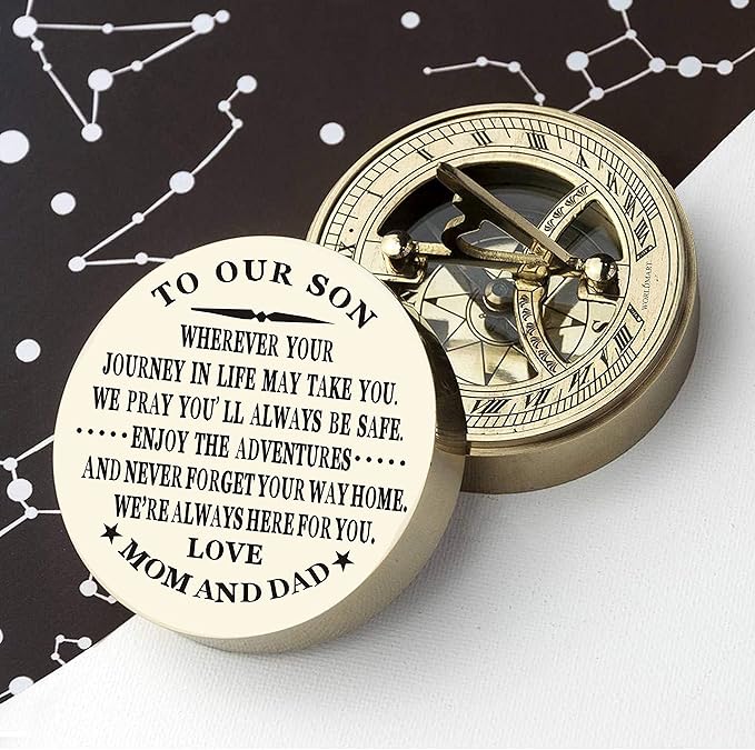Personalized Compass, Gift for Son, to Our Son, Mom to Son, Dad to Son, Boyfriend, for Customized Compass