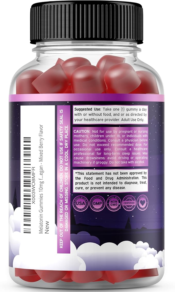 Melatonin Gummies 20mg for Adults (180 Count) - Quick Dissolve Melatonin 20mg Gummies - Gummy for Adults Contains 10mg - High Potency - Mixed Berry Flavor - Non-GMO, Vegan Supplement & Made in USA